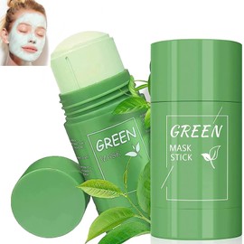 Pack of 2 Green Mask Stick, Green Mask Clay Stick, Deep Cleansing Smearing Mask, Green Tea Purifying Clay, Regulate the Water and Oil Balance of the Skin, for All Types of Skin Types Women Men