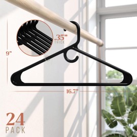 NEATERIZE Ultra Heavy Duty Plastic Clothes Hangers - Black - Durable Coat, Suit and Clothes Hanger. Perchas De Ropa (12 Pack - Black)