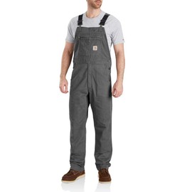 Carhartt Men's Rugged Flex Relaxed Fit Canvas Bib Overall-Gravel-44 x 32