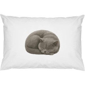 Azeeda 2 x 'Curled Up Sleeping British Shorthair Cat' Cotton Pillow Cases (PW00044328)