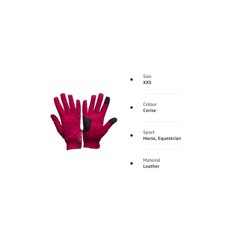 eGlove EQUEST Grip PRO Leather Touchscreen Riding Gloves, red, xxs