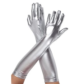 Saresia Handschuhe Metallic-Look silber, Größe Atixo:OS