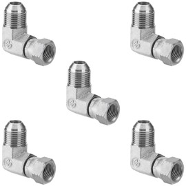 Racewill 5 Pack 90 Degree Elbow JIC 37° Hydraulic Fittings: 1/2" JIC Male x 3/8" JIC Female, with Protection Cover Hydraulic Hose Swivel Crimp Fittings