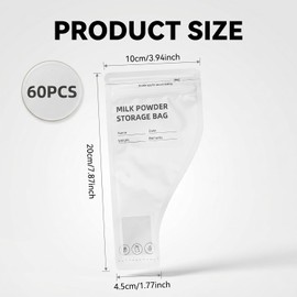 Tabanzhe 60 Pack Travel Powder Storage Bags,Funnel-Shape Resealable Pouches,Leak-Resistant Portable Food & Supplement Storage for Gym Fitness & Travel