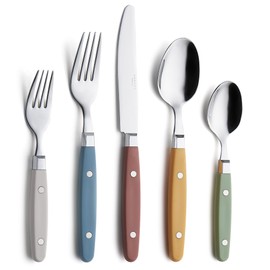 ANNOVA Silverware Set 20 Pieces Stainless Steel Color Handle With Rivet/Retro Flatware - 4 x Dinner Knife; 4 x Dinner Fork; 4 x Salad fork; 4 x Dinner Spoon; 4 x Dessert Spoon (Morandi Mix, 20 Pieces)