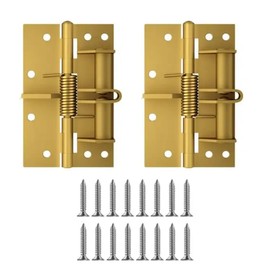 Zicobox 2-Pack 4-Inch Automatic Self-Closing Door Hinges – Heavy-Duty Spring Hinges for Wooden Doors, 90-Degree Positioning (Gold)