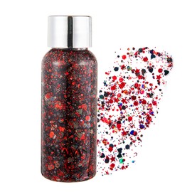 GL-Turelifes Mermaid Sequins, Chunky Glitter, Liquid Eyeshadow Glitter, Body Gel, Festival Glitter, Cosmetics for Face, Hair, Nails, Make-Up, Long-Lasting, Sparkling, 30 g (#08 Red)