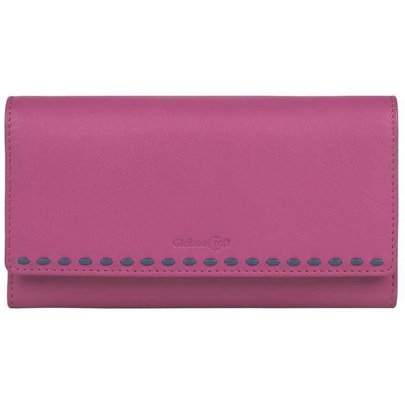 GlobeeCraft Leather Wallet, fuchsia, Casual