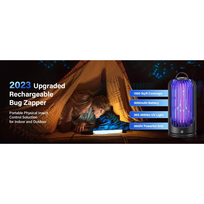 Elechome Bug Zapper for Indoor Outdoor, Rechargeable Mosquito Zapper with