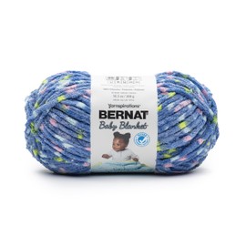 Bernat Baby Blanket Blue Jean DOT Yarn - 1 Pack of 300g/10.5 oz - 100% Polyester - #6 Super Bulky - 220 Yards - Knitting/Crochet