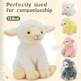 Muiteiur 5Pcs Lamb Stuffed Animals, Soft 13.8" Sheep Stuffed Animals Set for Kids, Cute Sheep Plush with 4 Baby Lamb Toys, Gift for Birthday