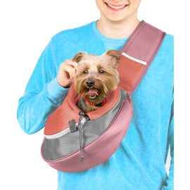 Cuddlissimo! Pet Sling Carrier - Carefully Sized for Teacup & Toy Breed Puppies & Cats (Under 6lb) - Soft Pouch for Small Dogs, Yorkies, Chihuahuas - Ideal for Hands-Free Travel & Walks (Red)