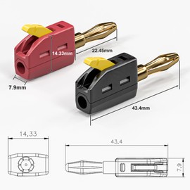 Cleqee 10pcs 4mm Banana Plug High Current Quick Connect No Soldering Required Gold Plated Banana Connector Speaker Cable Connector for Multimeter Electrical Testing 32A (5 Colors)