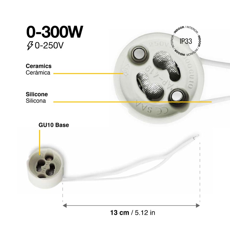 GU10 Base Socket 6 Pack Ceramic Socket Lamp Connector with