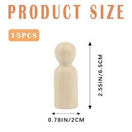 FERCAISH Pack of 15 DIY Wooden Figures for Painting, Toy Figures Wood, Figure Cone Dolls, Craft Wooden Cones, for Christmas, Birthday, Wedding Decoration
