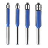 4Pcs Flush Trim Bit Set 6mm Shank Top Double Bearings