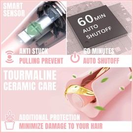 Lena Geniecurl Auto Hair Curling Wand with Ceramic Ionic Barrel & Smart Anti-Stuck Sensor, Professional Hair Curler Styling Tool for Long & Medium-Length Hair