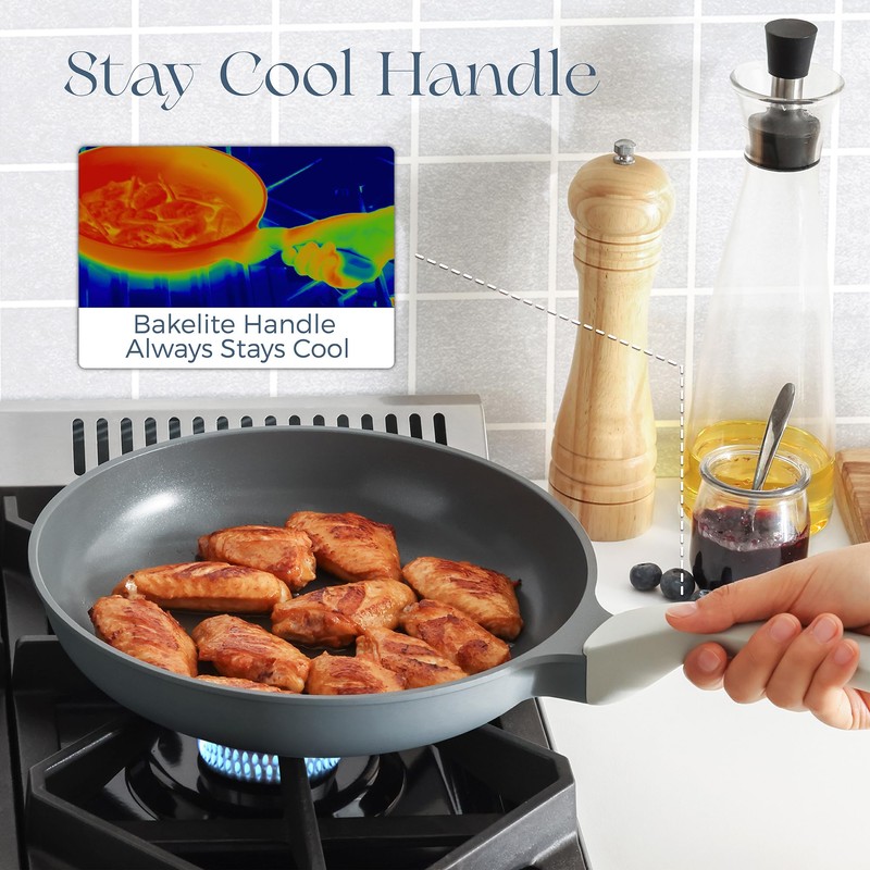 PRICUSIS Nonstick Ceramic Frying Pan Skillet, 8+12 Inch Induction Compatible