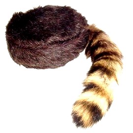 Saddle Mountain Souvenir Davy Crockett or Daniel Boon Style Coon Skin Hat with Real Tail (Medium)