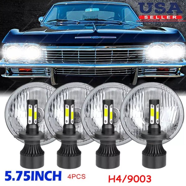 Unbranded 5.75" 5-3/4" Round LED Headlights Glass Hi/Lo Beam H4
