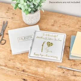 Hunts England - Luxury Boxed Brother And Sister In Law 1st Anniversary Card - To A Wonderful Brother & Sister In Law - 1 Year - Happy Paper Anniversary - Milano Collection - Card In Keepsake Box