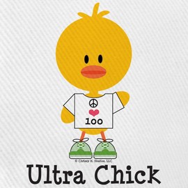 CafePress Ultra Chick Peace Love 100 Cap Unique Adjustable Baseball Hat White