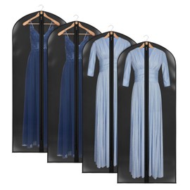 Syeeiex Long Garment Bag, 60 x 165 cm, Transparent Suit Bag, Garment Bags with Zip, Breathable Garment Protection Covers for Evening Dress, Coats, Dresses, Clothes Cover Storage, Pack of 4