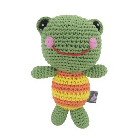 Dog Teeth Cleaning Cotton Crochet Squeaky Dog Toy for Small Dog - Froggy Frog