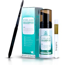 Forabeli Champú Para Pestañas De 50 Ml Con Cepillo Y Aplicador - Limpiador De Extensiones De Pestañas, Espuma Limpiadora Para Párpados, Espuma Suave, Elimina Grasa Y Maquillaje