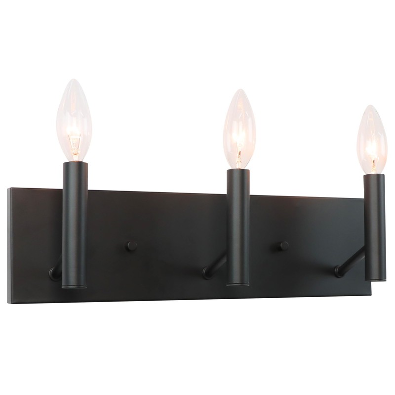 Kalium 3-Light Bathroom Light Fixtures, Matte Black Modern Vanity Lights