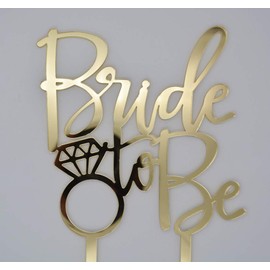 Decoración para tartas de Bride to Be, compromiso, despedida de soltera (dorado)