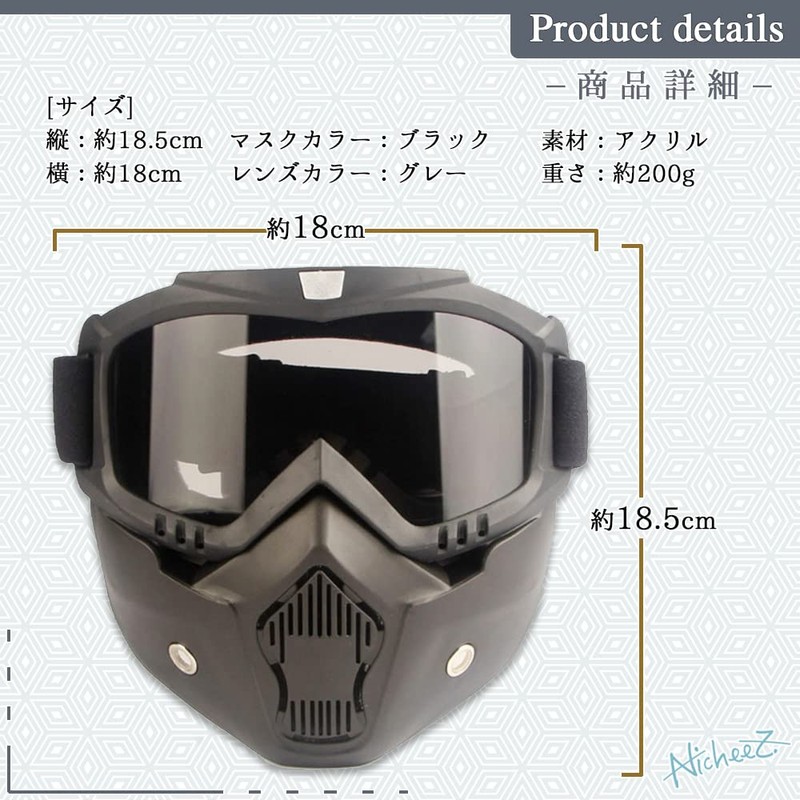 Nicheez Airsoft Full Face Mask Touring Goggles Removable (Gray)