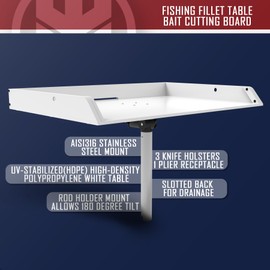 KNINE OUTDOORS Bait Cutting Board for Boat, Boat Cutting Board, with Rod Holder Mount Plier Storage and Knife Slot, for Fish Cleaning Station Fishing Fillet Table, Boat Accessories Marine