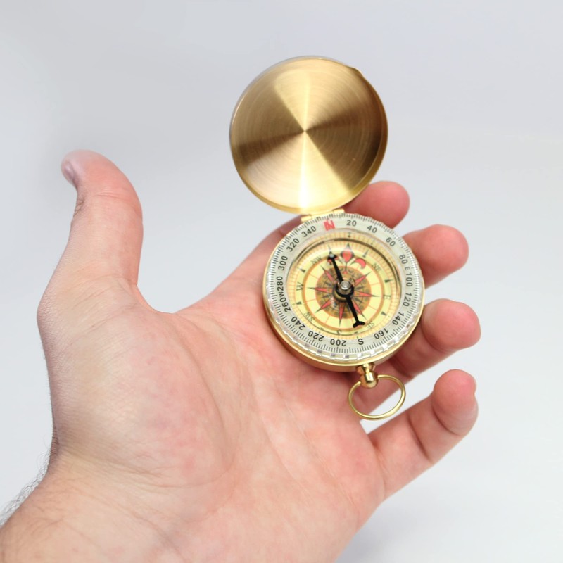 FISHTEC Magnetic Navigation Compass Gold - Gift Box, Phosphorescent, Pocket