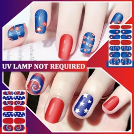 SILPECWEE 6 Sheets 4th of July Nail Wraps Independence Day Nail Polish Stickers for Women Patriotic American Nail Polish Strips Self Adhesive Manicure Design with Nail File