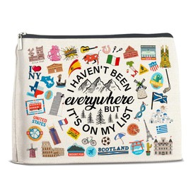 LGLZSHP Travel Gifts Makeup Bag Travelers Gift for Women Girls World Travel Adventure Cosmetic Bag Zipper Makeup Pouch