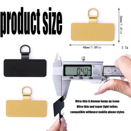 WEZCHUGHAOL Metal Phone Tether Tab & Lanyard Patch for & Cell Phones - Durable Strap Replacement Part Compatible with All Full Phone Cases - Phone Accessories (Gold+Black)