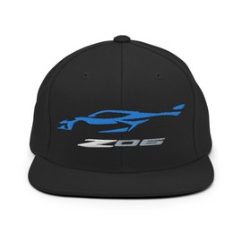 2023 Sports Car Z06 C8 Corvette Next Gen Rapid Blue Silhouette Snapback Hat Embroidered