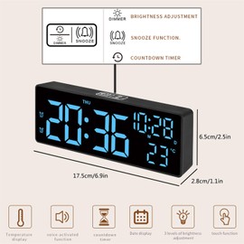 SonoYU Digital Alarm Clock, Bedside Desk Table Clock, Alarm Clock for Bedroom with DST/Temperature/Snooze-12/24H, for Deep Sleepers Kids Home Office, White(Blue Light)