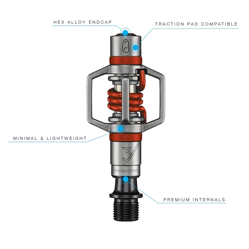 Crankbrothers Eggbeater-3 Pedals, Silver with Red Spring