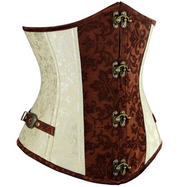 Steampunk Underbust Corset Brocade Waist Trainer Cincher Body Shaper Bustier Top XL