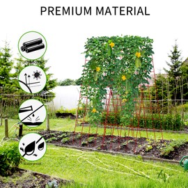 UrGROWA Cucumber Trellis 2 Pack, 59" H Foldable A-Frame Garden Trellis for Raised Bed Garden Grow Support with Plant Support Clips, Twist Ties for Cucumber,Tomato, Climbing Plants and Flowers