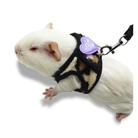 Small Animal Harness and Leash Set – Leopard Print Soft Ferret Harness and Leash, Ferret Clothes Stuff Kit, Escape-Proof Outdoor Walking Accessories for Rabbit Bunny Guinea Pig Hamster Puppy Kitten