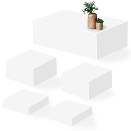 NBTORCH NBTORCH Large Buffet Risers Set of 5, 16"x8"x5" Display Stands, White Acrylic Food Risers for Party, Dessert Table, and Catering, Nesting and Stackable Display Risers
