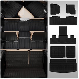 Thinzyou Floor Mats Compatible with 2018-2024 Ford Expedition (Not for Max or L Models) Cargo Mat Cargo Liner TPE 2023 Expedition 7 Seats Accessories (Trunk Mat+Backrest Mats+Floor Mats)