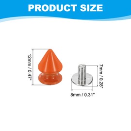 PATIKIL 12mm Studs for Clothing, 24 Sets Spikes for Clothes Studs and Spikes Leather Rivets Metal Cone Punk Spikes Screw Posts for Leather Jacket Crafting Crafts Fabric Shoes, Orange