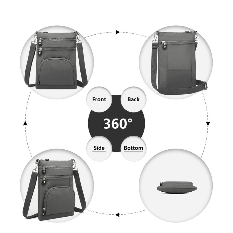 Kono Multi Pocket RFID Blocking Crossbody Bag for Women Shoulder
