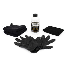 The Rag Company - Solution Finish Full Installation Kit - Enriche, Condition, Protect; Black Plastic Trim Restorer (12oz) + 2 Microfiber Towels + Applicator Sponge + Gloves