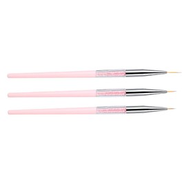 Juego de Pinceles para Decoración de Uñas con 3 Tamaños Diferentes, Ideal para Detalles Finos, Patrones y Flores, Plástico de Primera Calidad con Cepillo de Pelo Más Fino y (PINK)