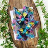 Set of 2 Blue Dog Rainbow Ribbon Hair Bows/ 2